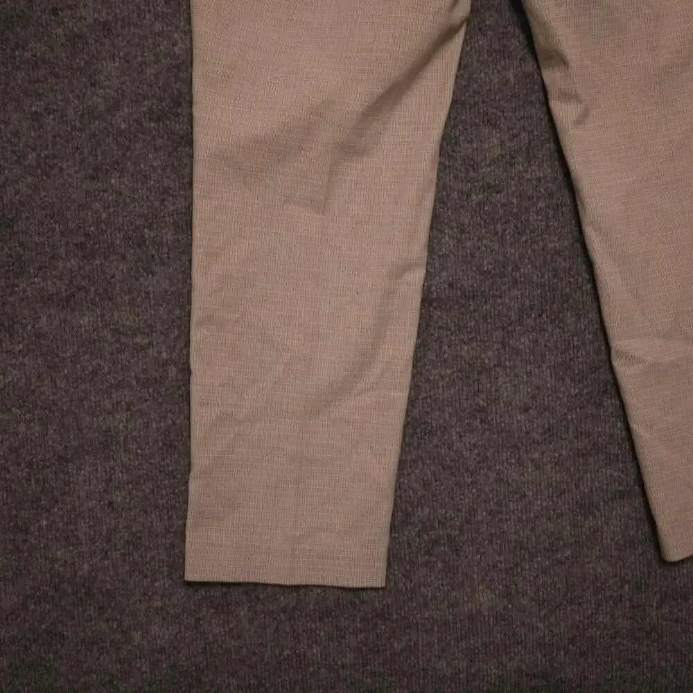 Uniqlo Dress Pants Mens 31x29 Beige Check Slim Fit Stretch Elastic Waist Office